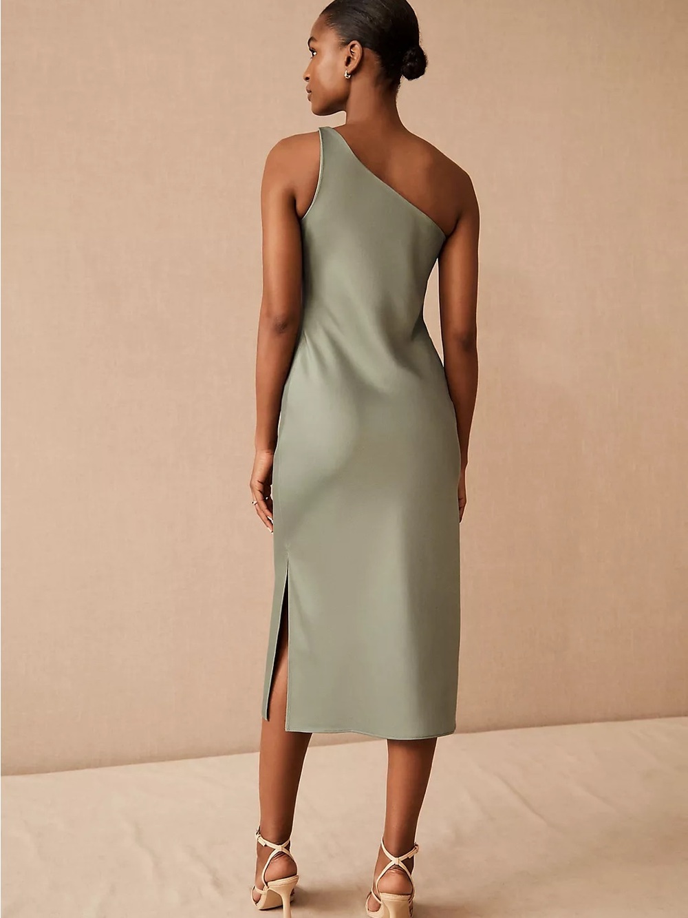 BHLDN Olive One-Shoulder Midi Dress - Picture 2 of 10